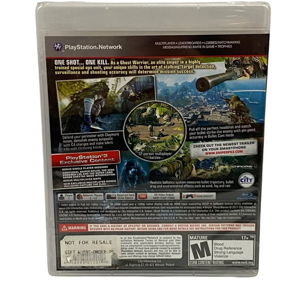 Sniper Ghost Warrior Sony PlayStation 3 PS3 Video Game M Mature Sealed Tears**